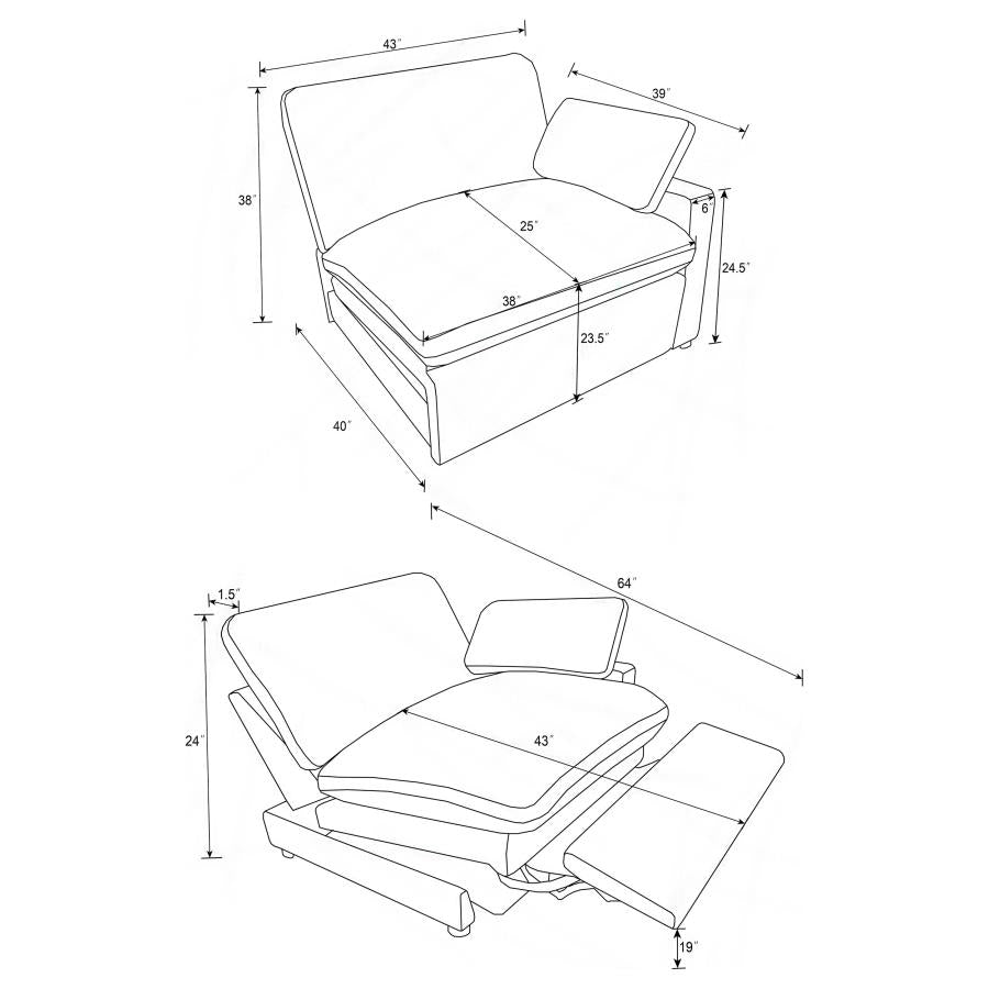 Reclinable eléctrico modular COLLINS - Sillón derecho