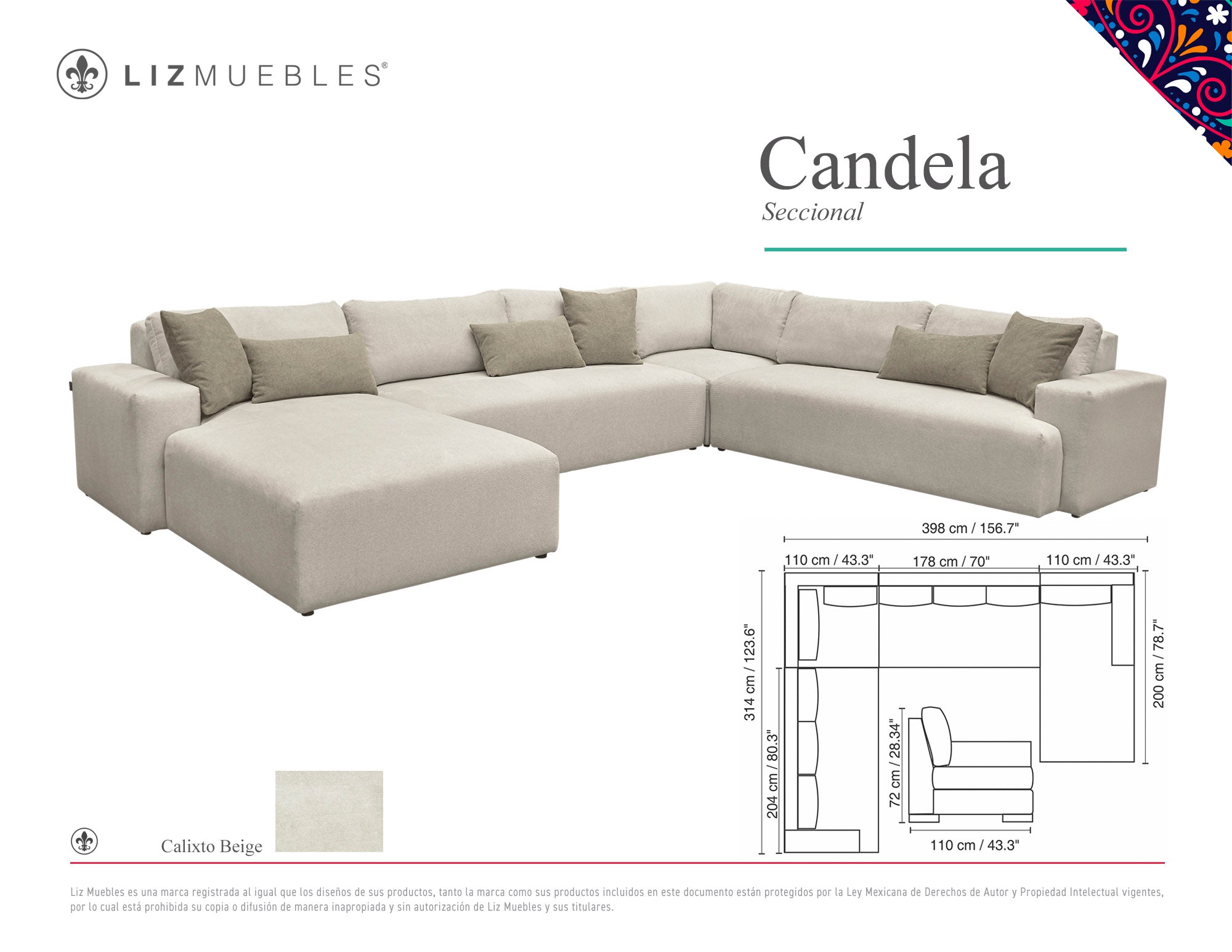 Sala Seccional CANDELA 3pzs / Grandora Pebble