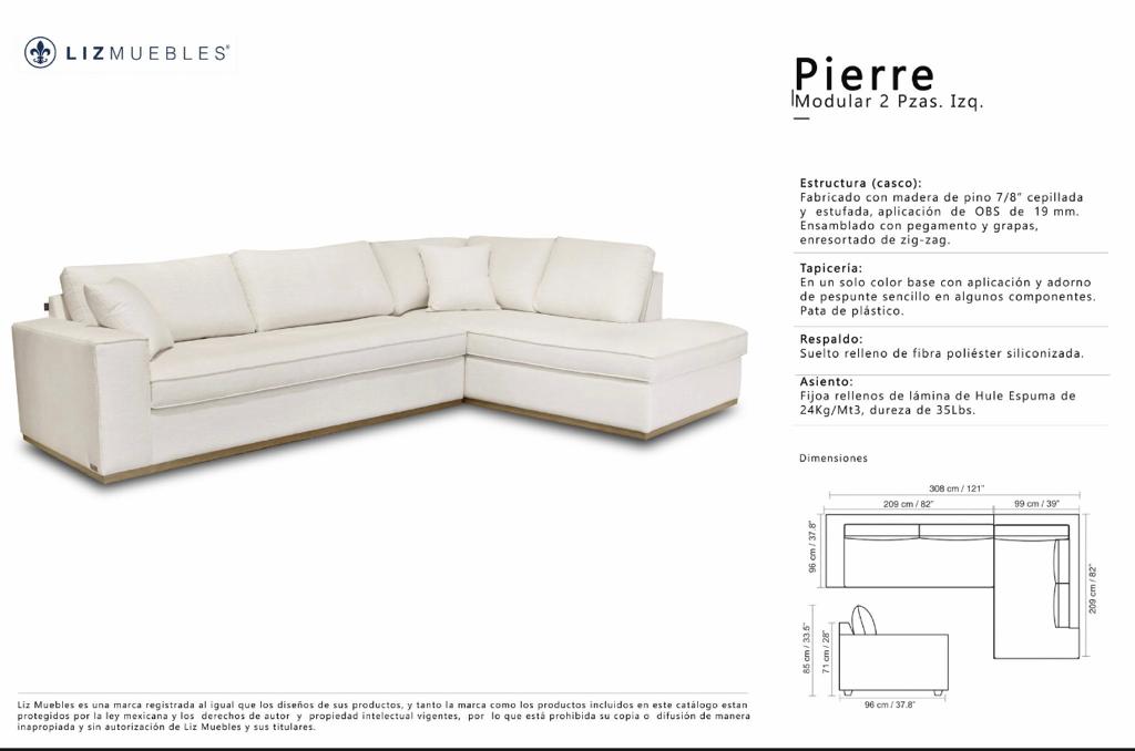 Sala Seccional PIERRE 2 pzs Chaise Derecho Edgemere oyster