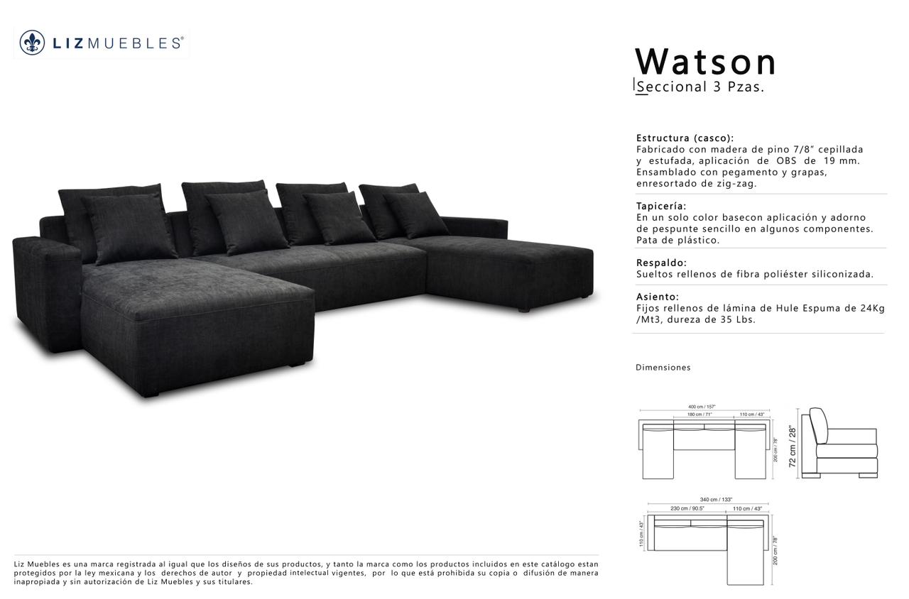 Sala Seccional WATSON 2 pzs Chaise Derecho Bonucci gris