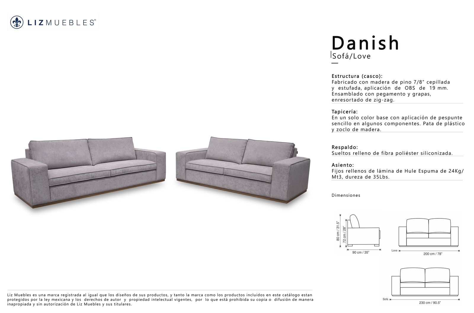 Loveseat DANISH Penelope Bone