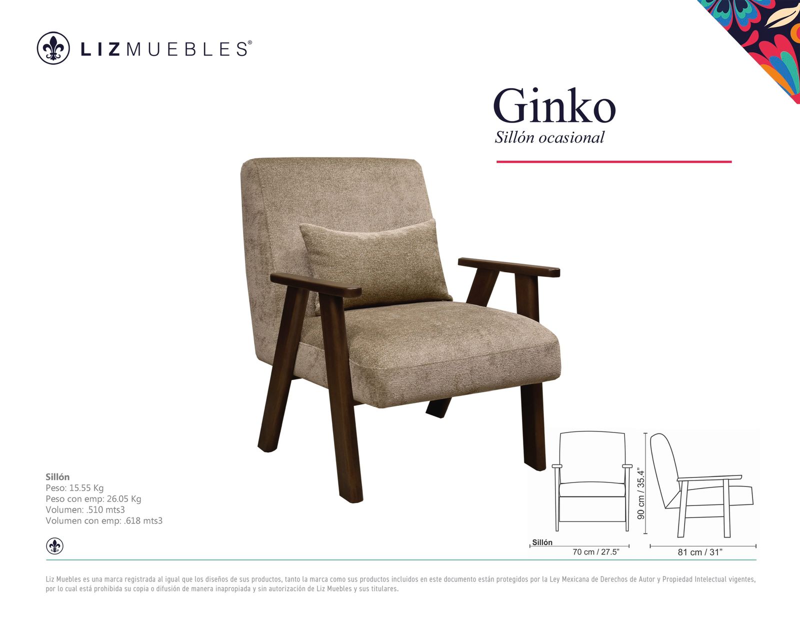 Sillón individual GINCKO / Merino Cotton