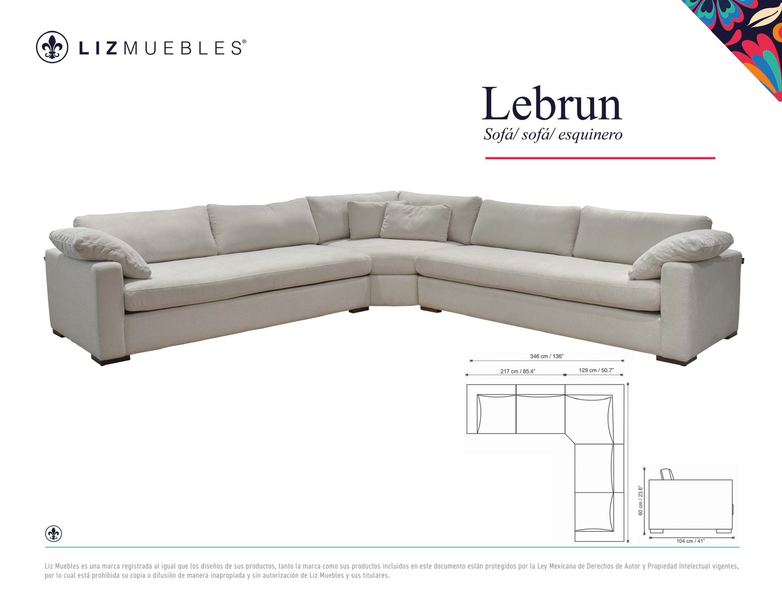 Sala Seccional LEBRUN 3pzs / Calixto pistachio