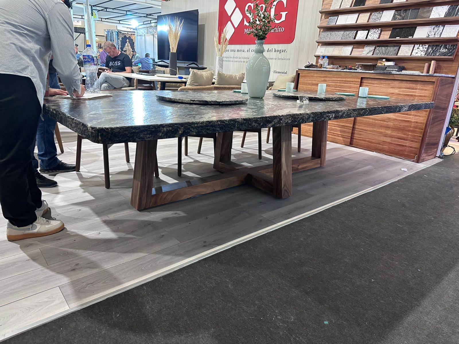 Mesa de Comedor KOBA 200x110, granito itaunas, base madera