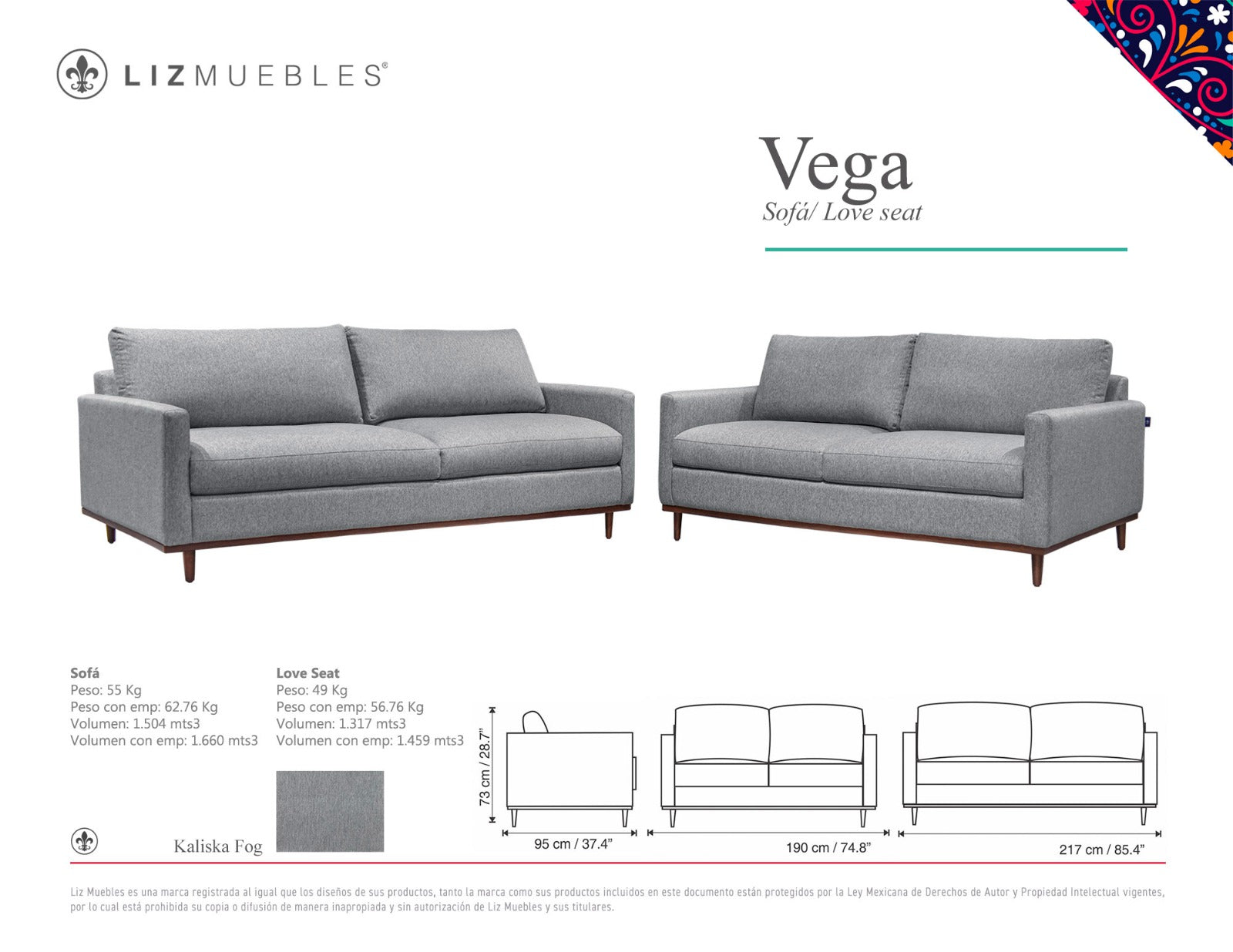 Sofá VEGA, capella silver