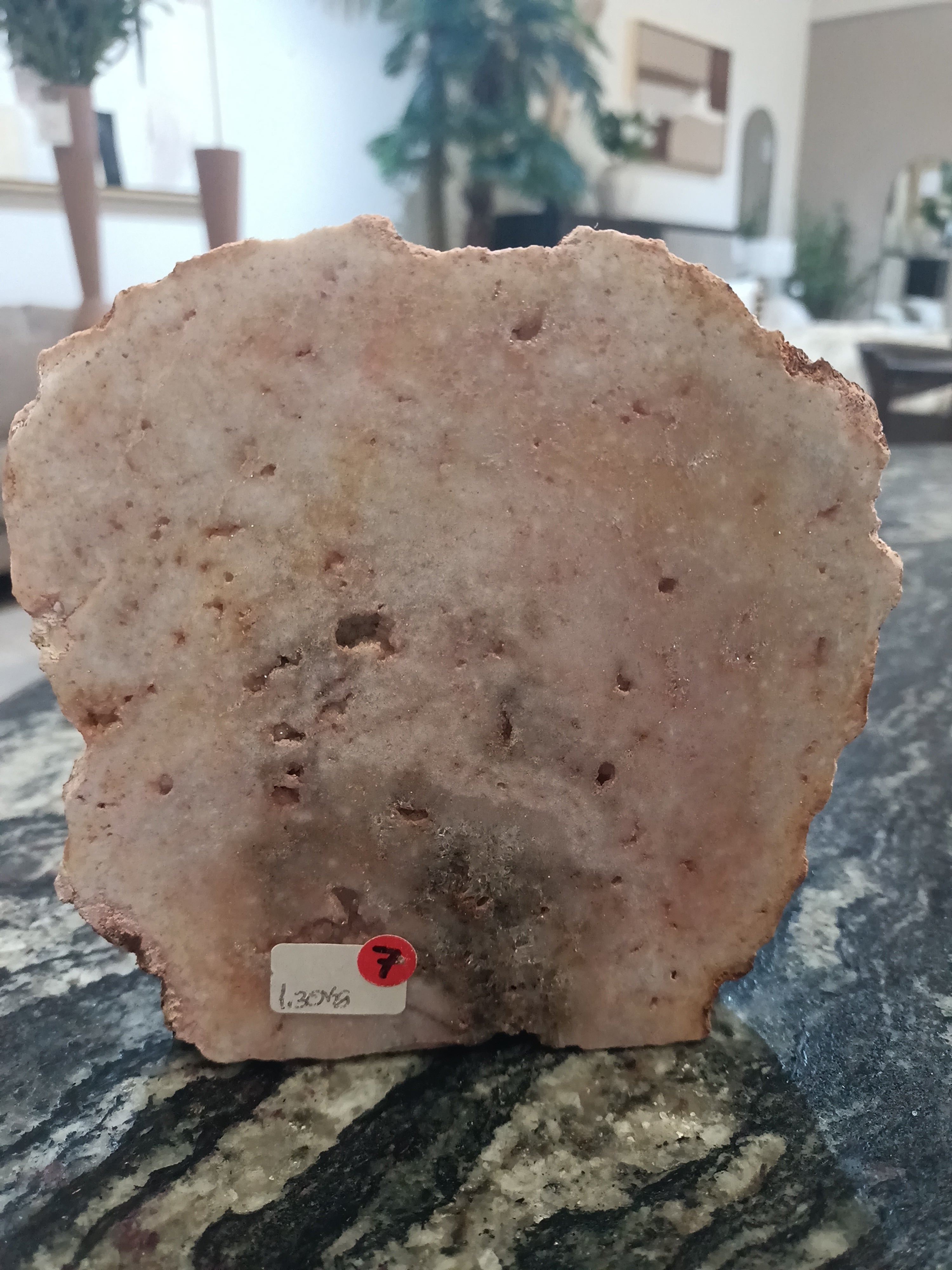 Amatista rosa, Losa con corte en base