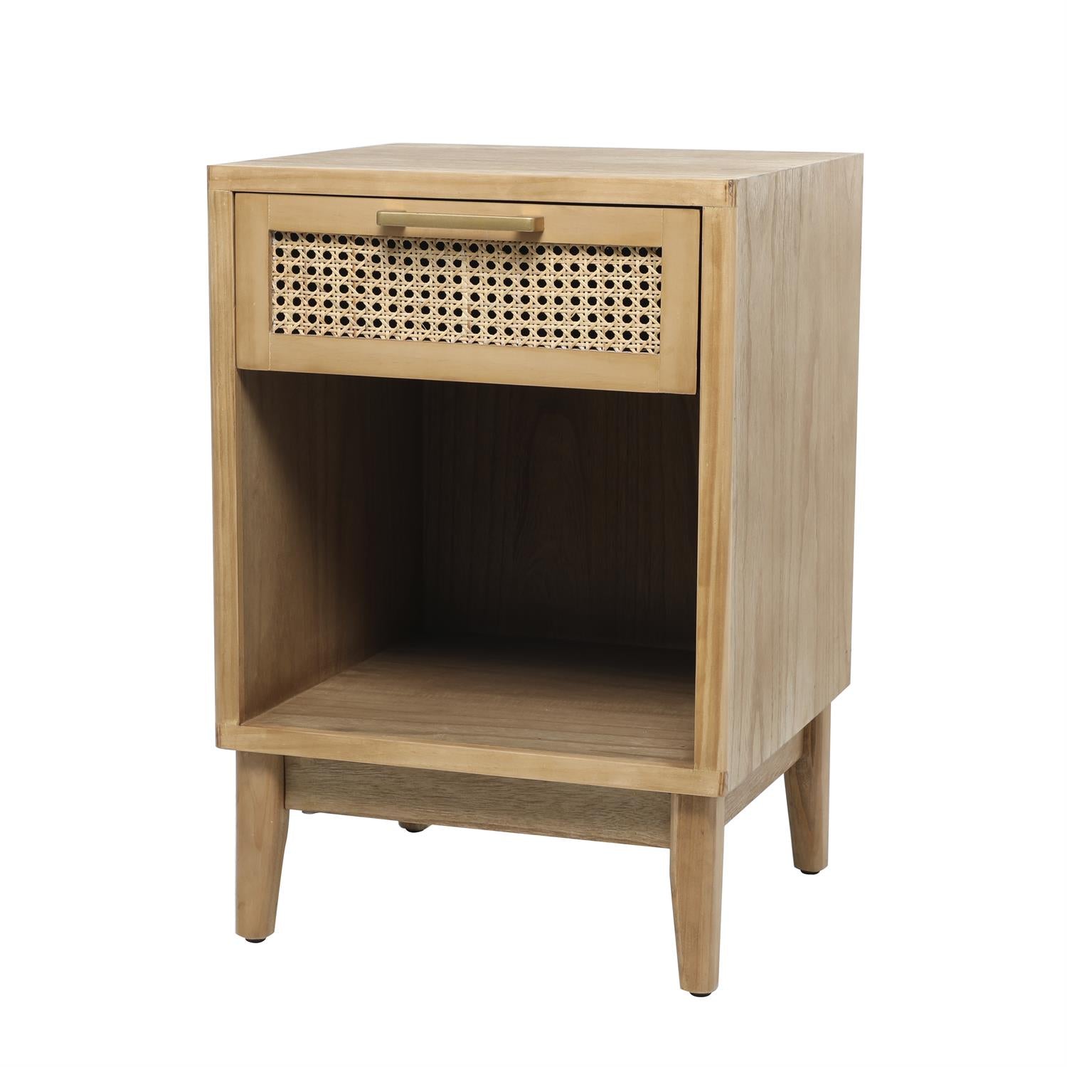 Light Brown Wood 1 Drawer and 1 Shelf Accent Table 18x18x26"