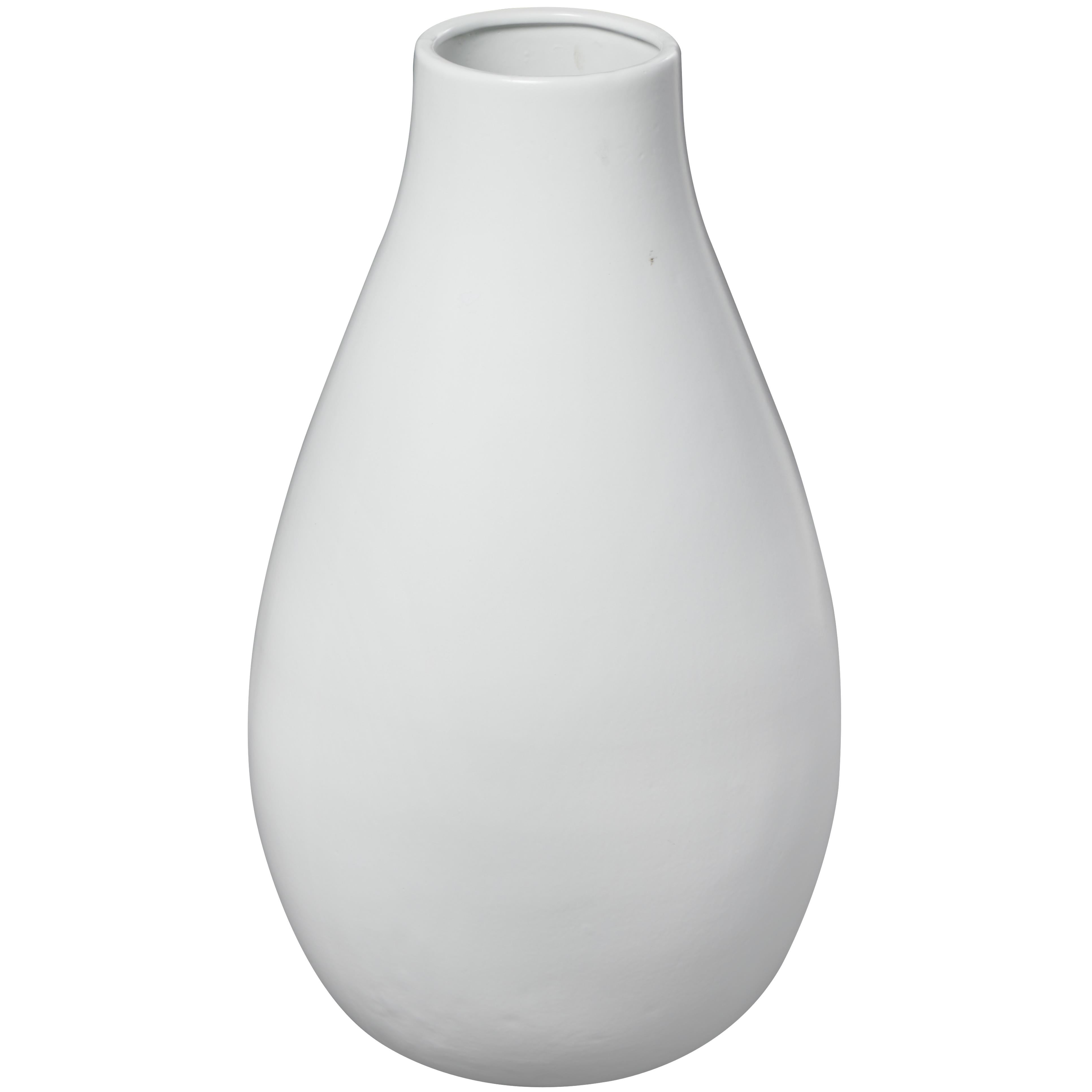 White Ceramic Vase, 12" x 12" x 20"