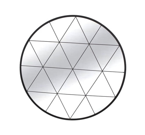 Espejo circular con geometría 32” Negro
