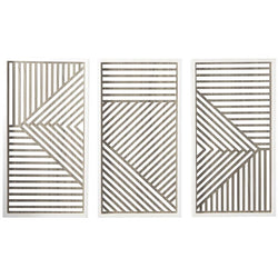 Brown Wood Geometric Carved Wall Decor, Set of 3 17"Wx31"H