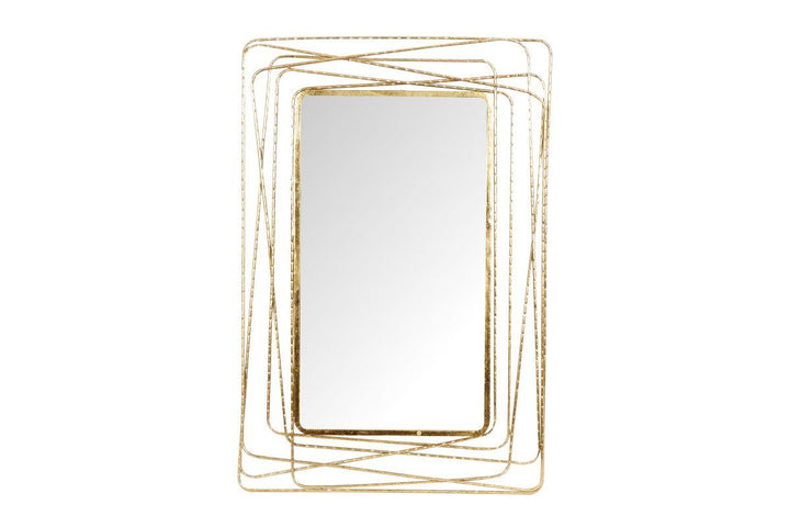 Gold Metal Wall Mirror with Thin Metal Rectangle Frame, 31