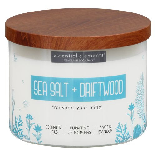 14.75oz. ESS ELEM Sea Salt & Driftwood, 3 Pabilos