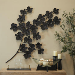 Black Metal Floral Orchid Wall Decor 36"x2"x60"H