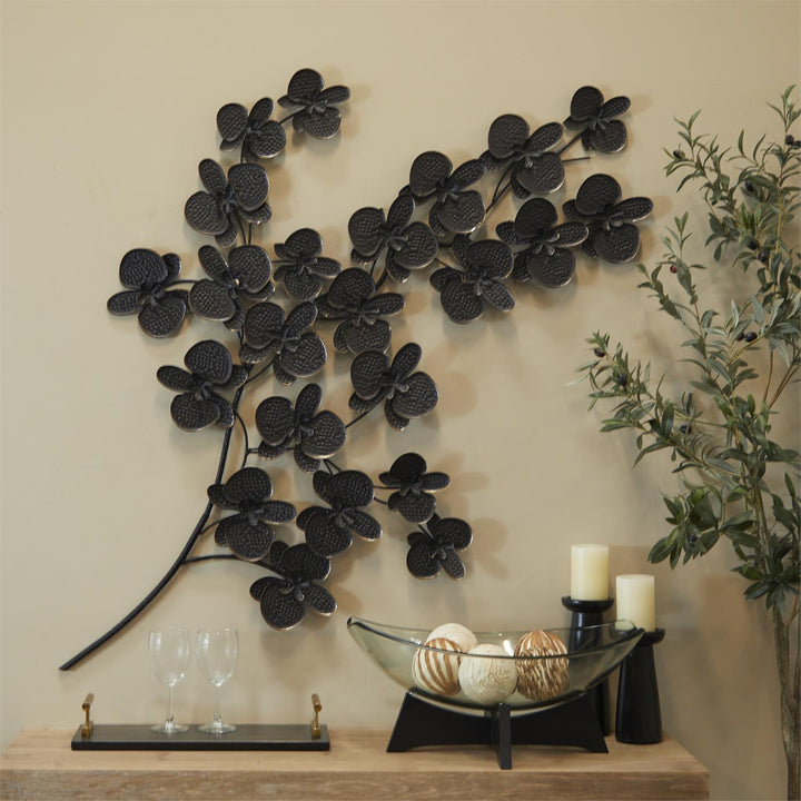 Black Metal Floral Orchid Wall Decor 36