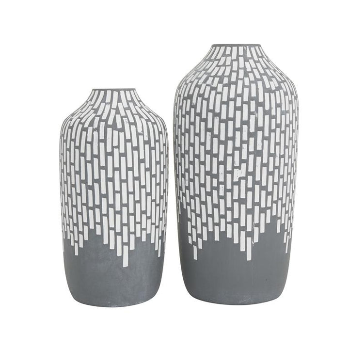 Gray Ceramic Mosaic Inspired Vase, Set of 2 13