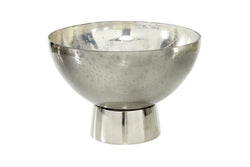 Dark Gray Glass Decorative Bowl with Metal Stand,