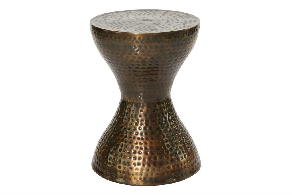 Bronze Metal Hammered Accent Table with Hourglass Shape 14"x14"x19"