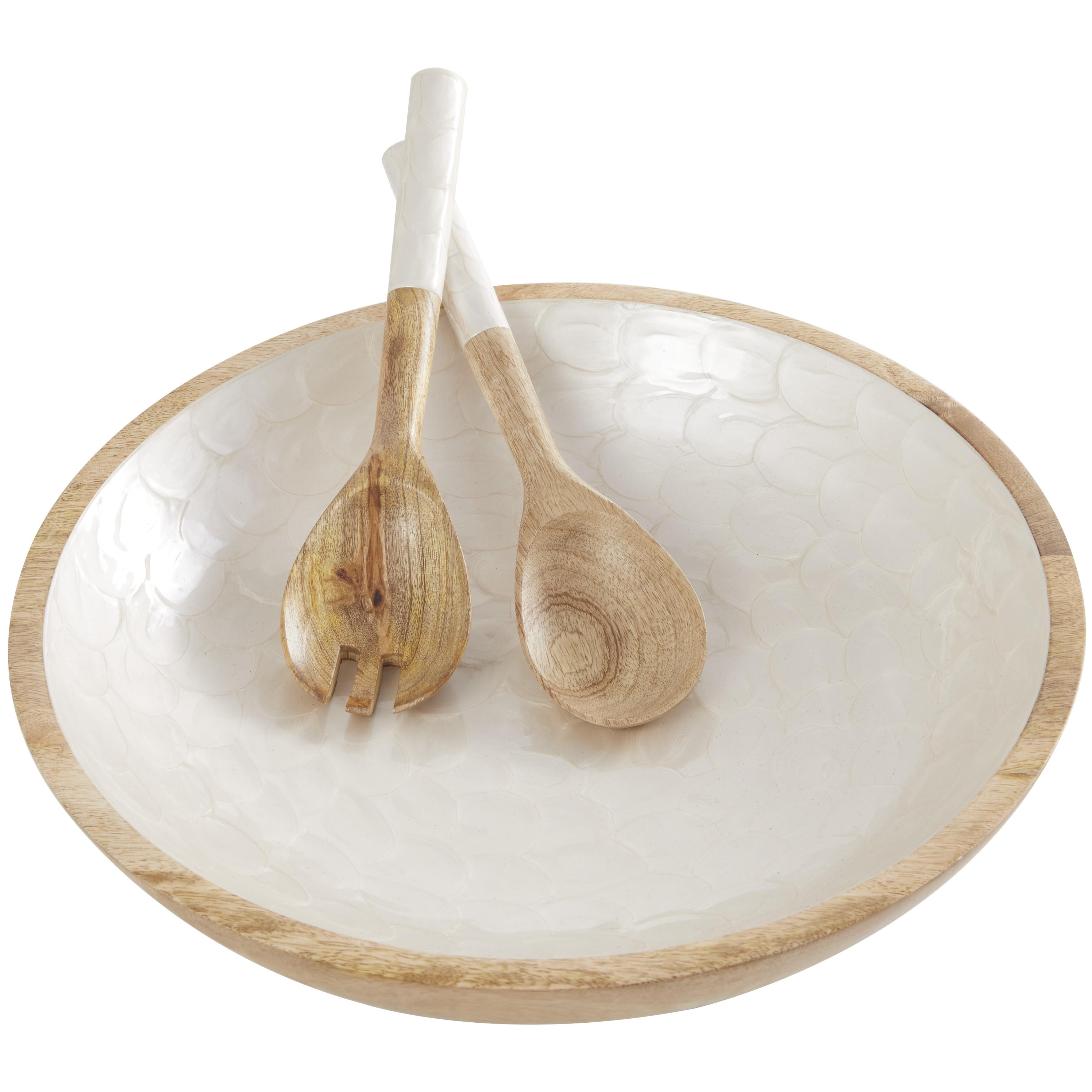 WD SALAD BOWL WHT PEARL ENAMEL S/3 15, 1