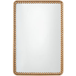 GOLD METAL WALL MIRROR WITH BEADED DETAILING, 24" X 2" X 36