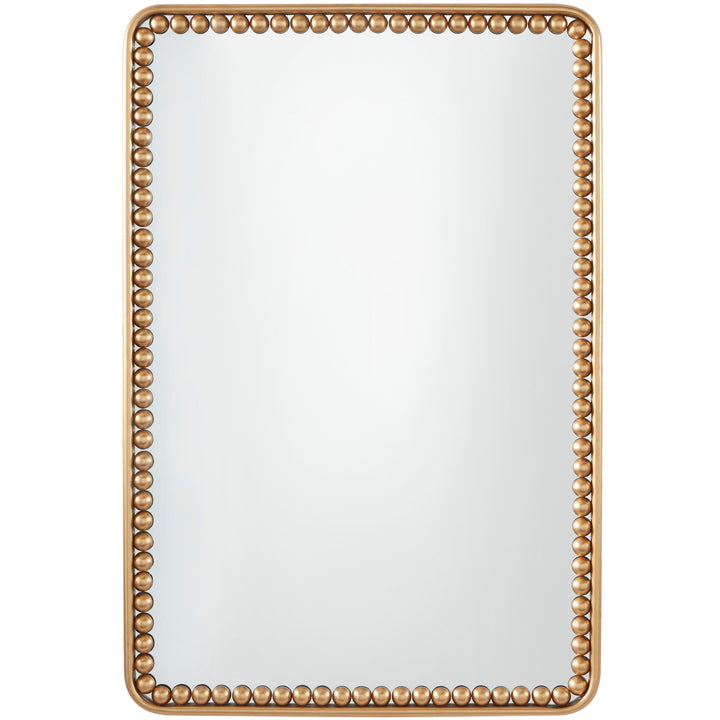GOLD METAL WALL MIRROR WITH BEADED DETAILING, 24