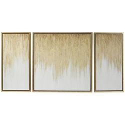 Gold Canvas Geode Ombre Framed Wall Art with Gold Framed 3Pzas
