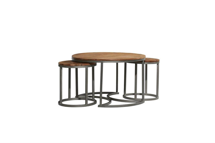 Brown Metal Contemporary Coffee Table, Set of 3 19
