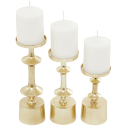 ALUM CANDLE STAND GLD S/3 11, 9, 7H