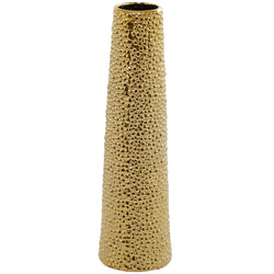 Gold Ceramic Vase with Bubble Texture, 7" x 7" x 25"