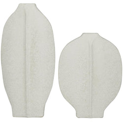 CosmoLiving by Cosmopolitan White Ceramic Textured Vase, Set of 2 18", 13"H