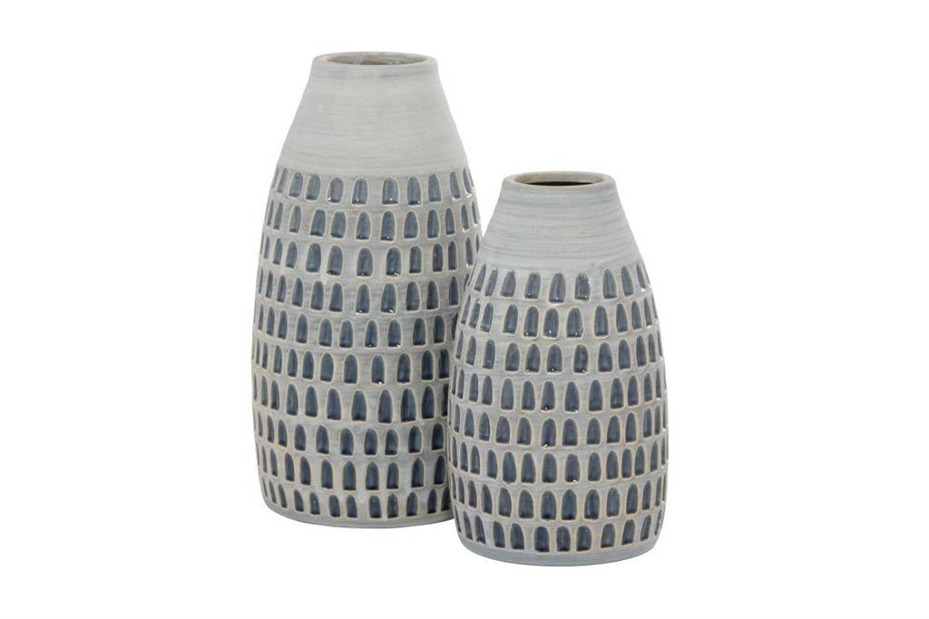 Gray Ceramic Handmade Vase, Set of 2 12", 9"H