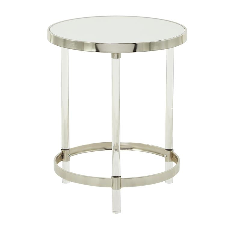 Silver Acrylic Contemporary Accent Table, 19" x 19" x 23"