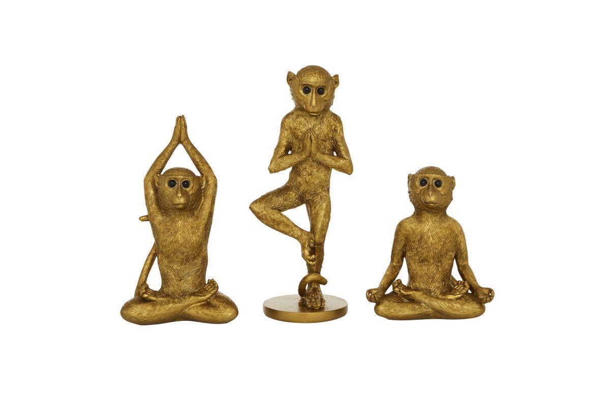 GOLD POLYSTONE MONKEY SCULPTURE C/U