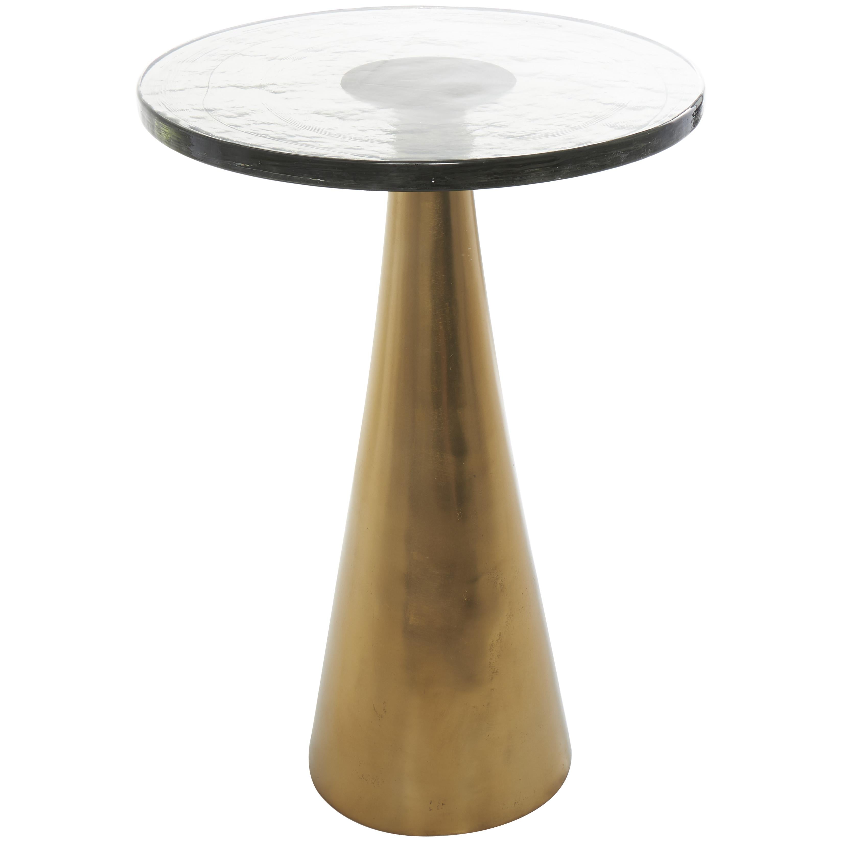 CONE ALUM GLASS ACCENT TABLE 16"W, 24"H