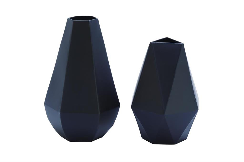 Black Metal Contemporary Vase, Set of 2 10", 12"H