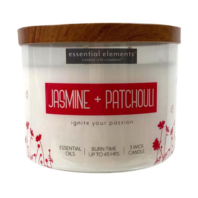 14.75oz. ESS ELEM Jasmine & Patchouli, 3 Pabilos