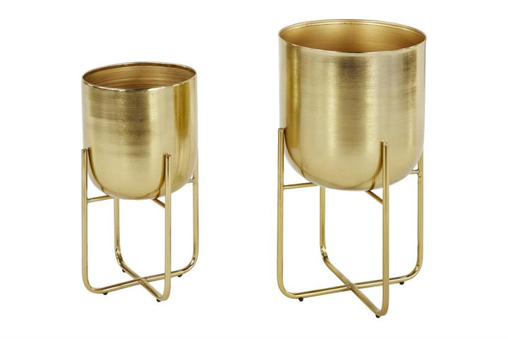 Gold Metal Indoor Outdoor Planter with Removable Stand,