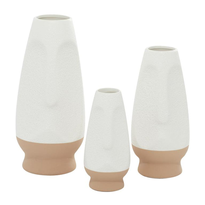 White Ceramic Contemporary Vase, Set of 3 12