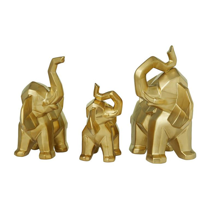 Gold Porcelain Glam Elephant Sculpture, Set of 3 12