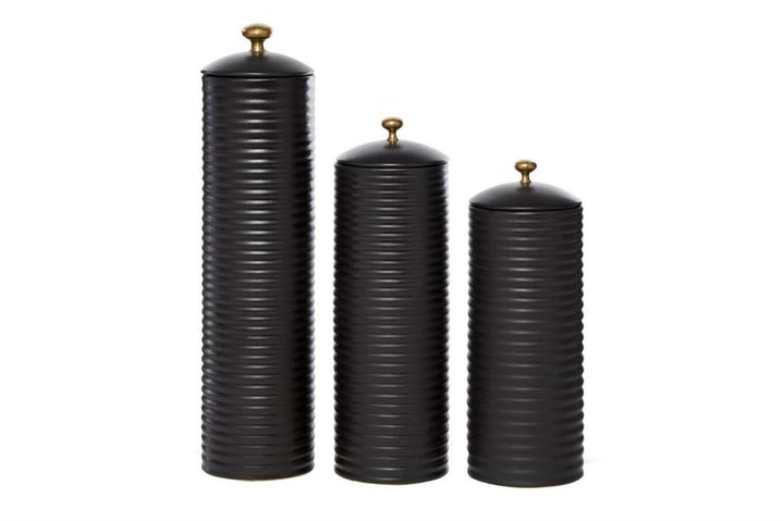 Black Ceramic Modern Decorative Jar Set of 3, 18
