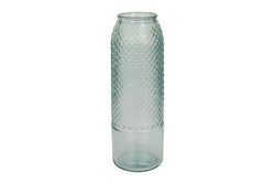 Blue Recycled Glass Spanish Vase, 6" x 6" x 17"