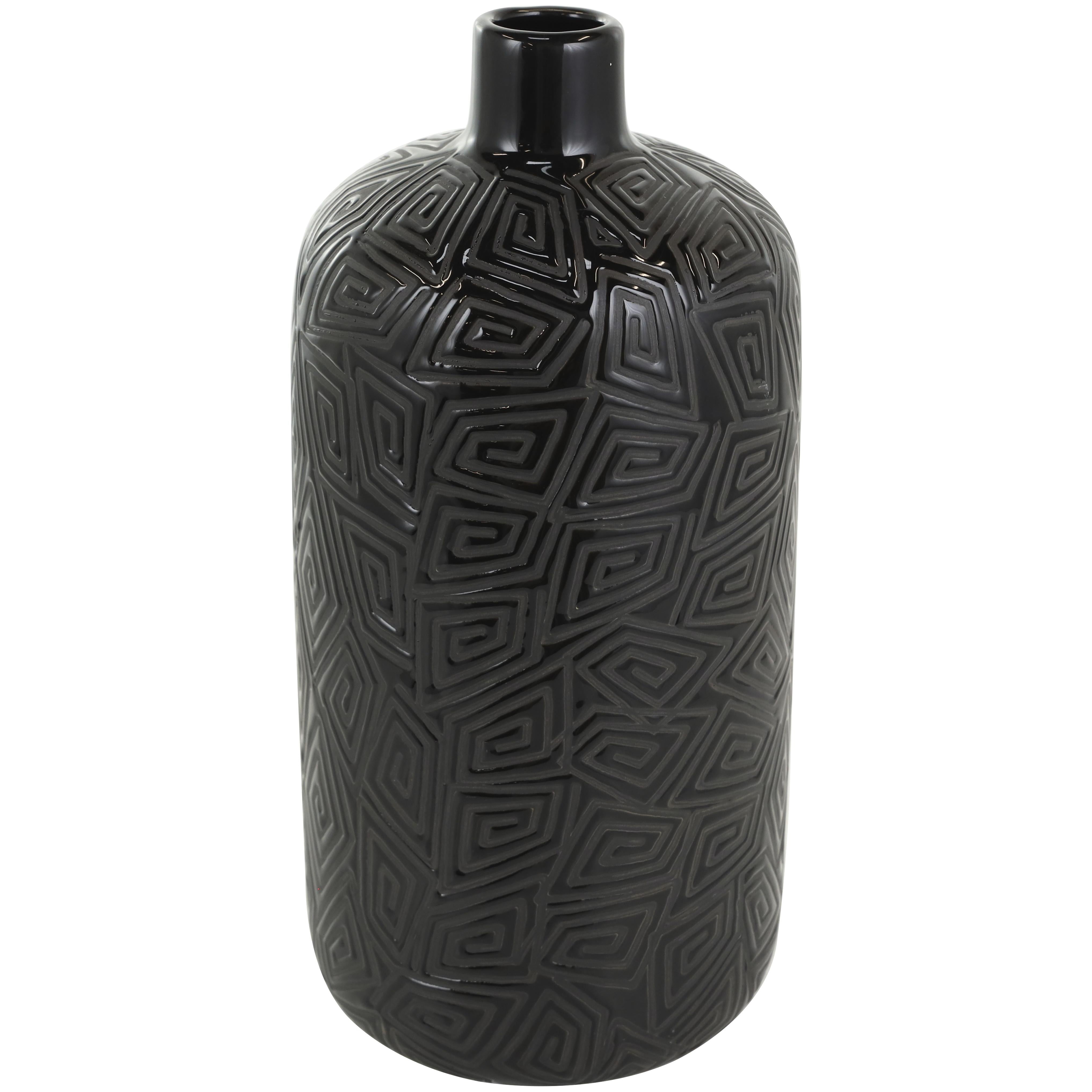 CER VASE BLACK 7"W, 15"H