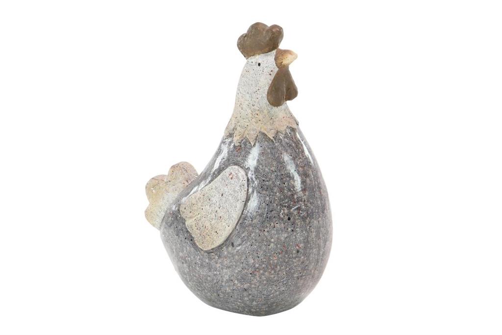 Gray Polystone Rooster Indoor Outdoor Garden Sculpture, 13"