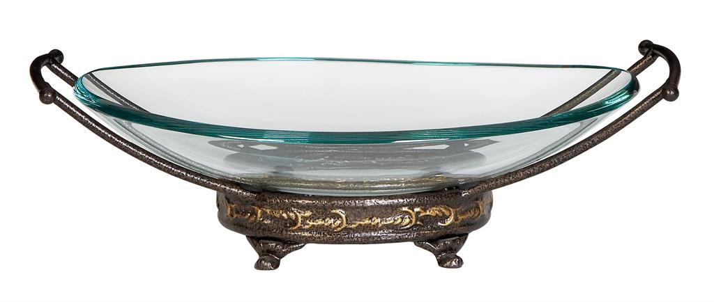 Clear Tempered Glass Kitchen Serving Bowl with Brown M