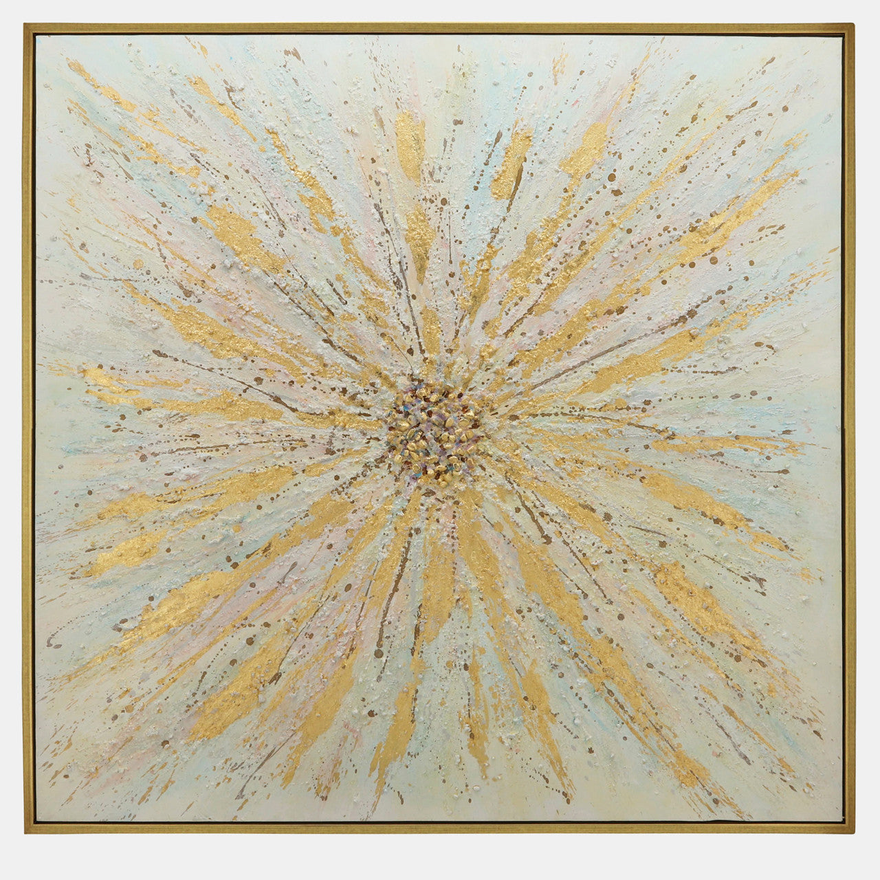 GOLD BURSTS CANVAS ON GOLD FRAME 52X52