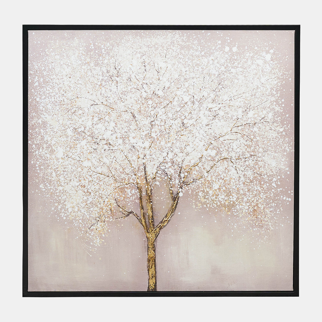 HANDPAINTED TREE CANVAS, WHITE 32X32