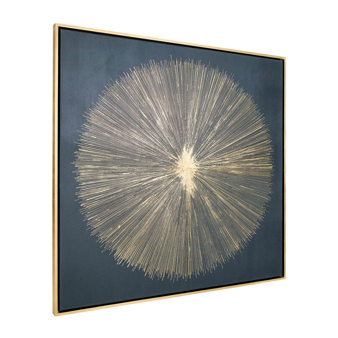 HAND PAINTED SHINING GOLD LEAF CANVAS, BLK. 71X71