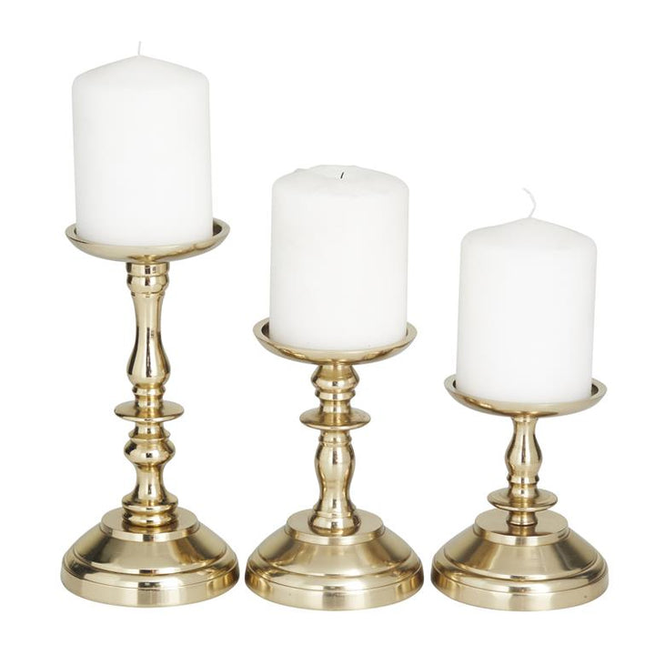 Gold Aluminum Traditional Candle Holder, Set of 3 8