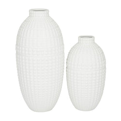 CosmoLiving by Cosmopolitan White Ceramic Vase, Set of 2 16,12"H