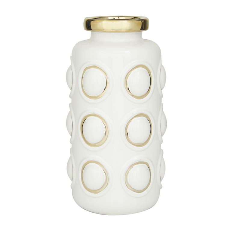 White Ceramic Vase with Gold - Chico