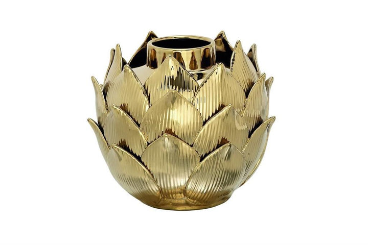 Gold Porcelain Floral Vase, 12